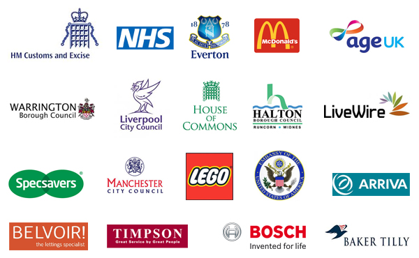 ecoshred, NHS, HM customs, everton, mcdonalds, age UK, warrington council, manchester council, liverpool council, arriva, specsavers, bosch